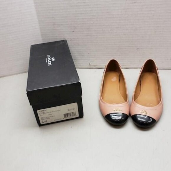 Coach Chelsea Matte/Patent Leather Ballet Flats Warm Blush & Black Size 6 w/ BOX - Picture 1 of 5
